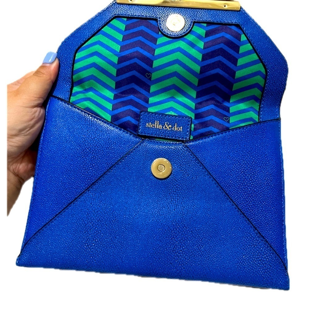 Stella & Dot Envelope Clutch Wallet Wristlet, Blue, NWOT